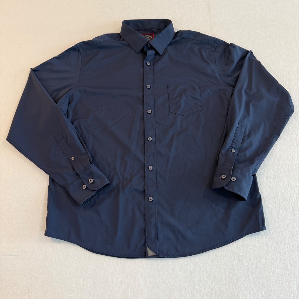 UNTUCKit Gironde Performance Button Down Men Large Navy Blue